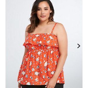Torrid Floral Ruffle Babydoll Top Size 2